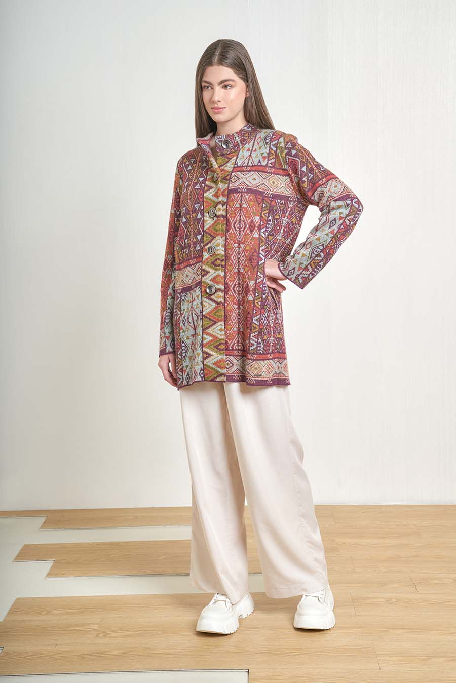 Cardigan Valle De Baby Alpaca Color Vendimia - Image 3