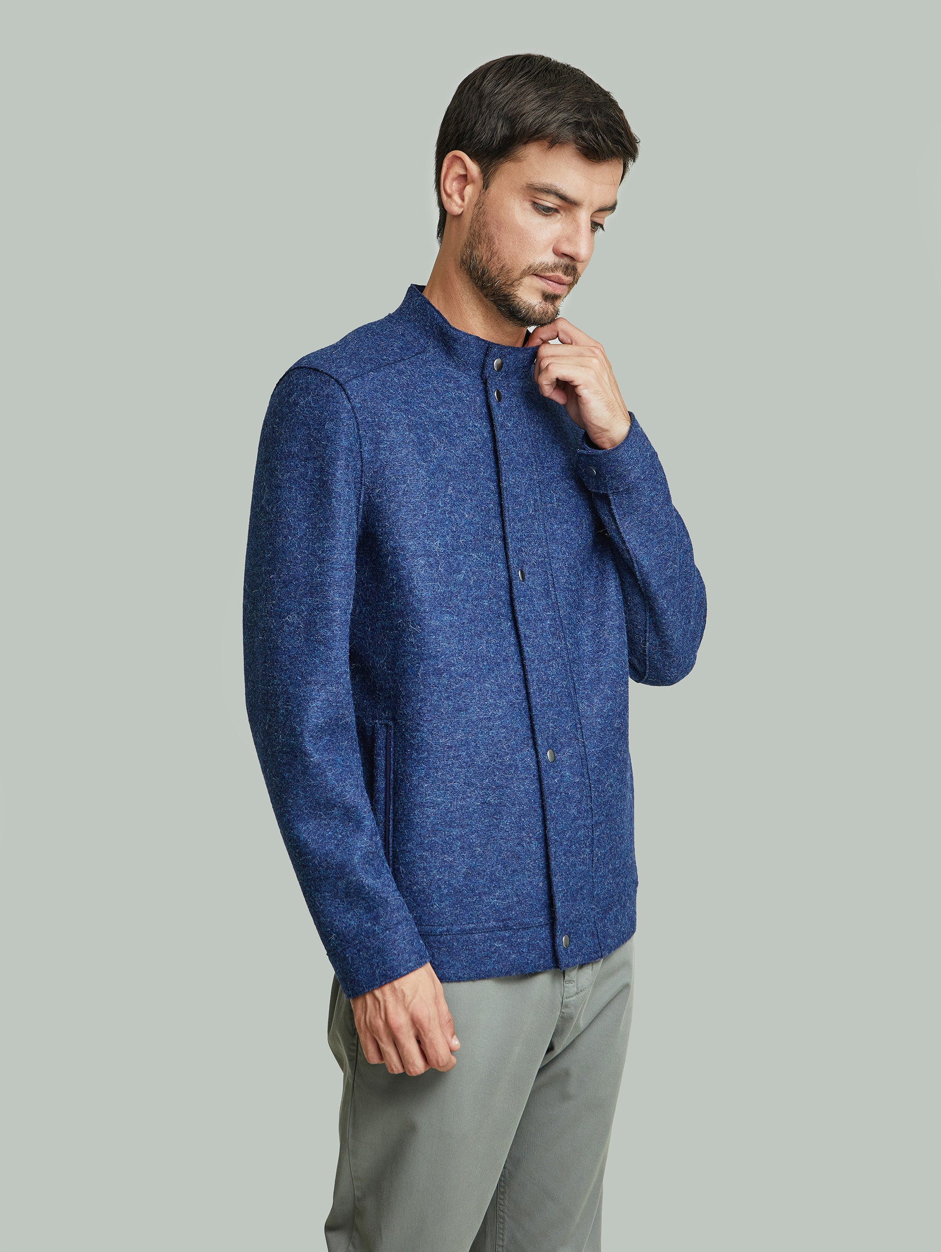 Casaca Ysmael De Alpaca Color Azul - Image 2