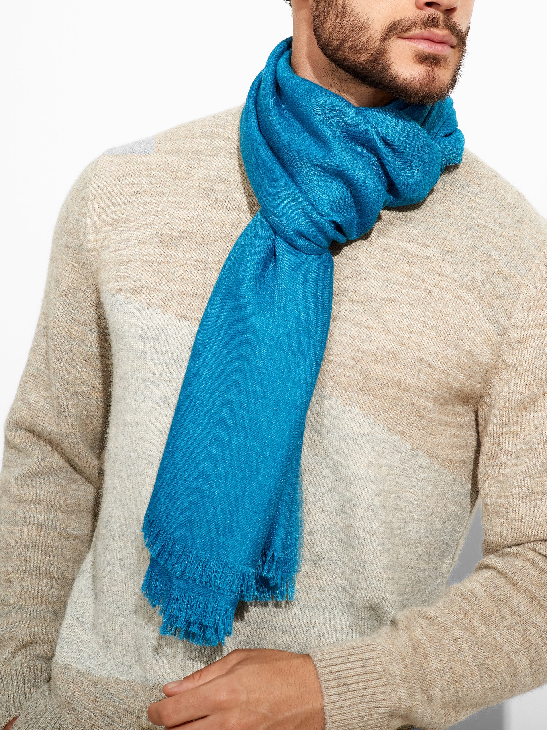 Estola Amareto De Baby Alpaca Color Azul - Image 5
