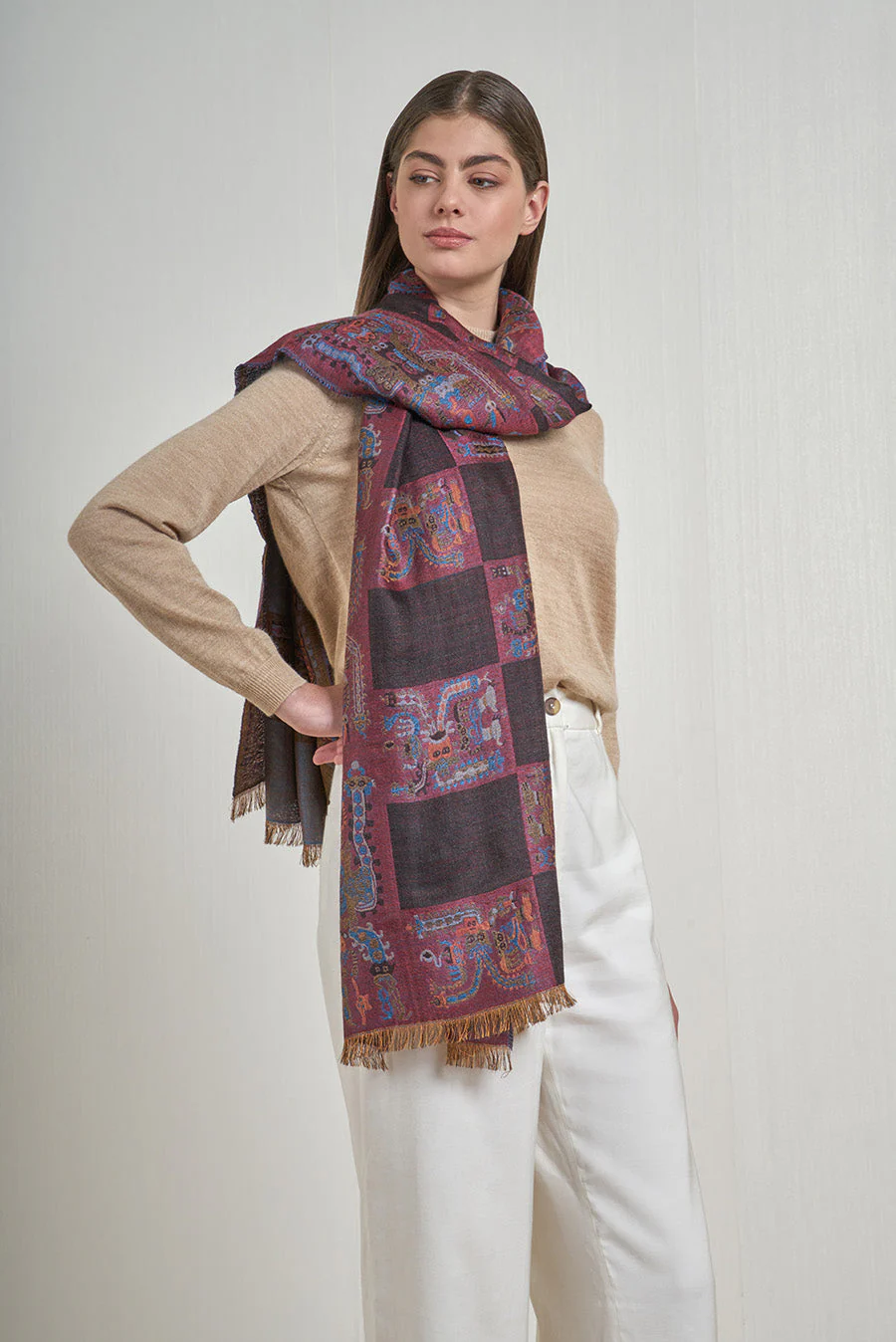 Estola Nazca - 33 De Royal Alpaca & Seda Color Negro - Image 3