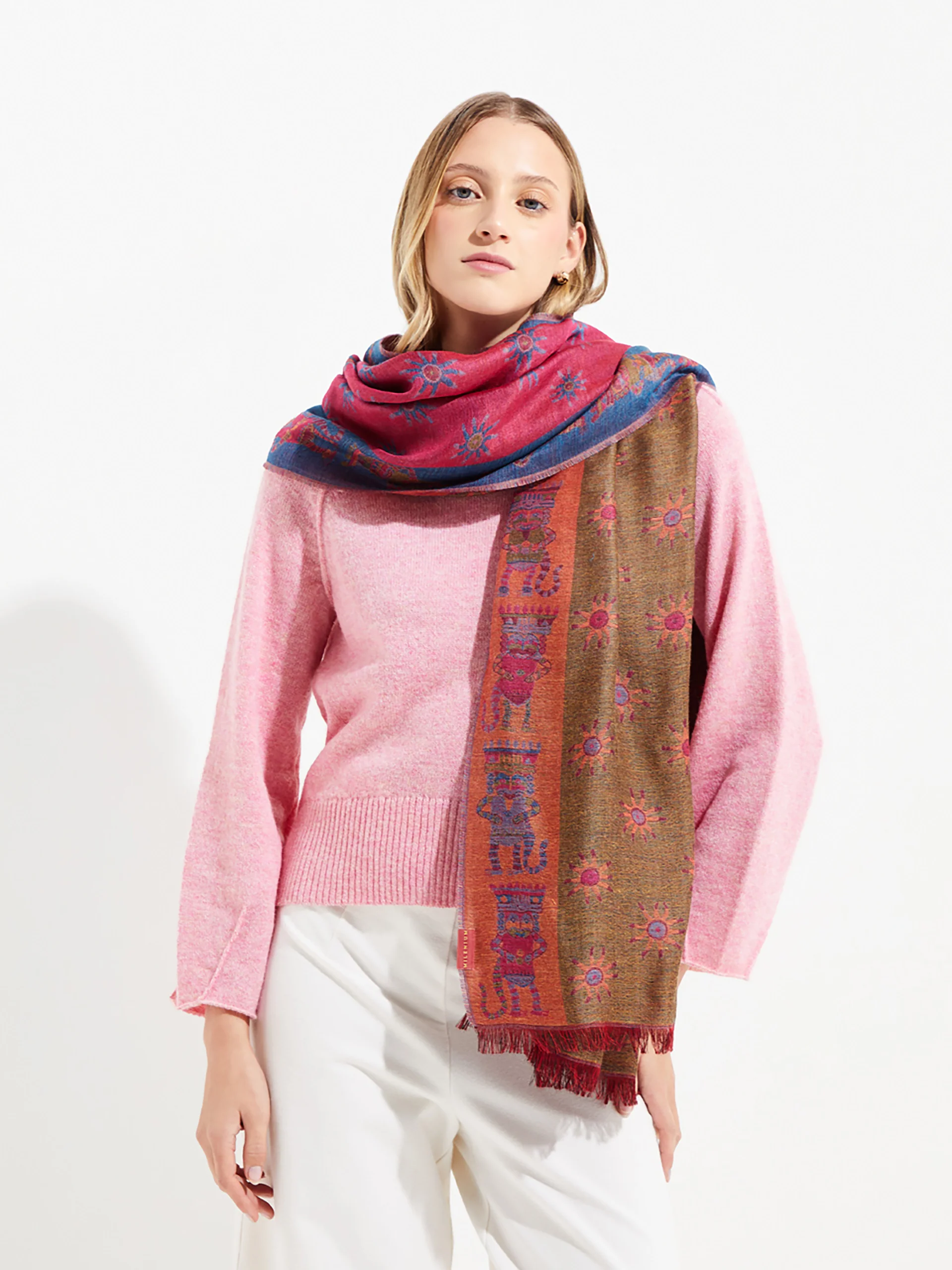 Estola Nazca - 35 De Royal Alpaca & Seda Color Fucsia