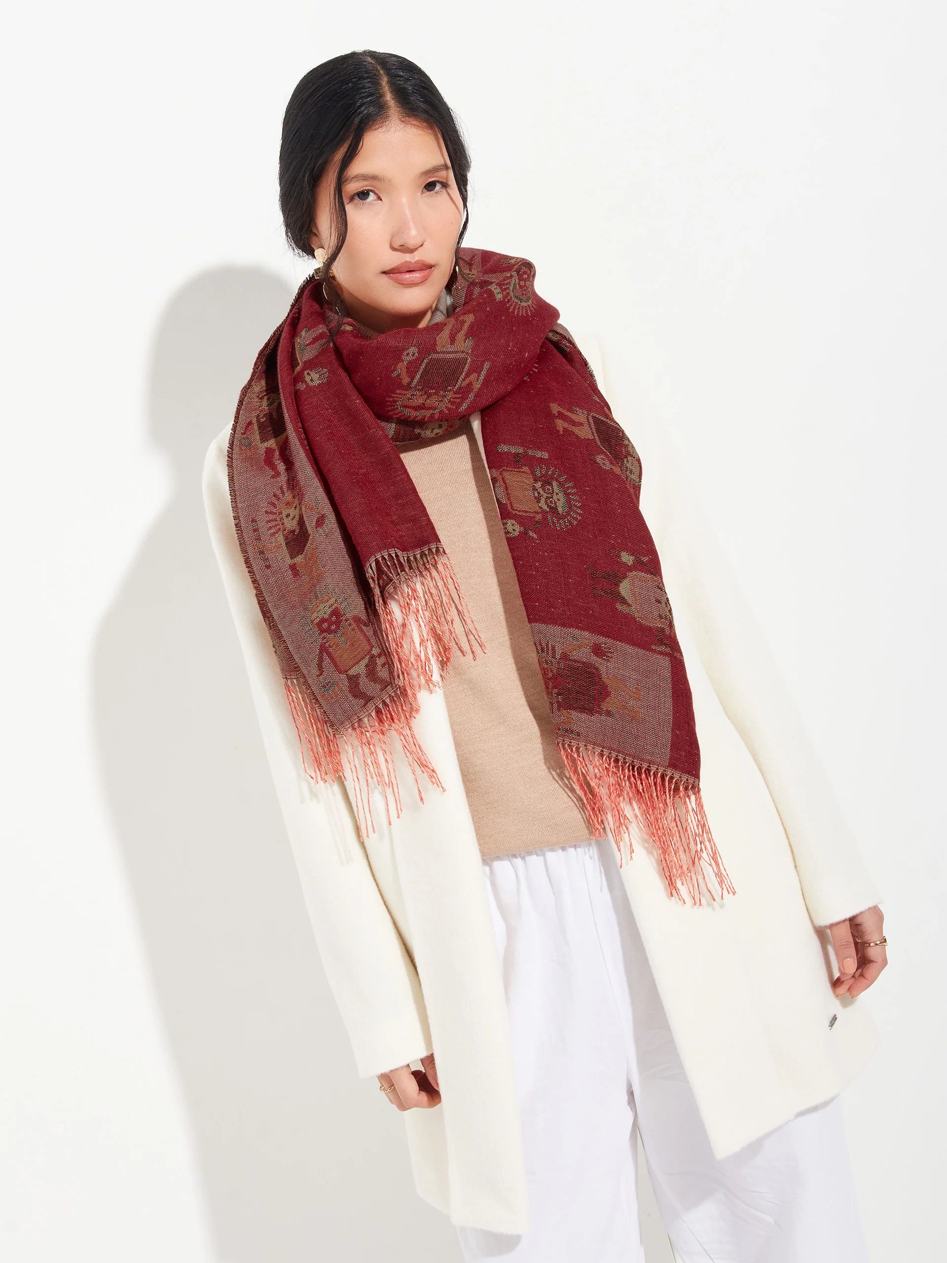 Estola Nazca - 53 De Baby Alpaca Color Rojo - Image 5