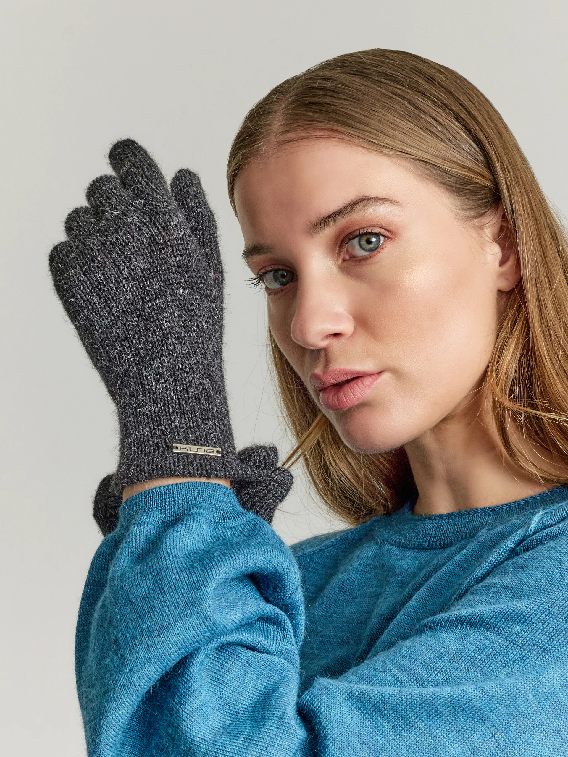 Guantes Paolo De Baby Alpaca Color Gris - Image 3