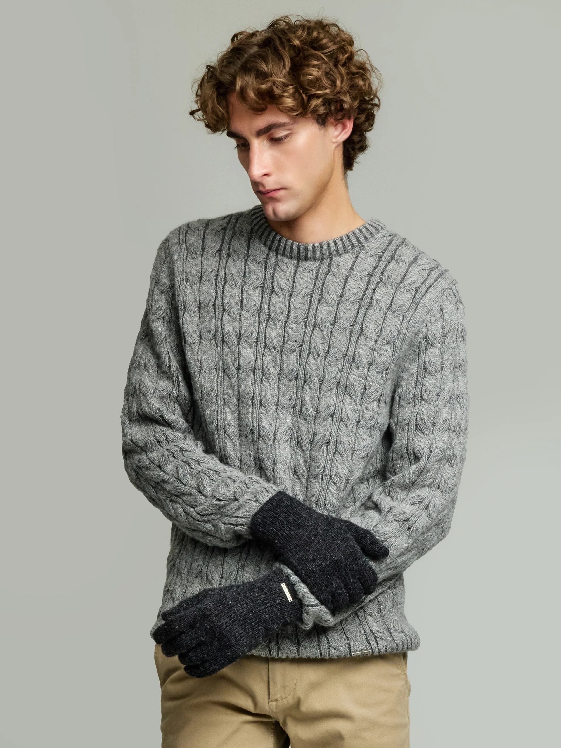 Guantes Paolo De Baby Alpaca Color Gris - Image 4