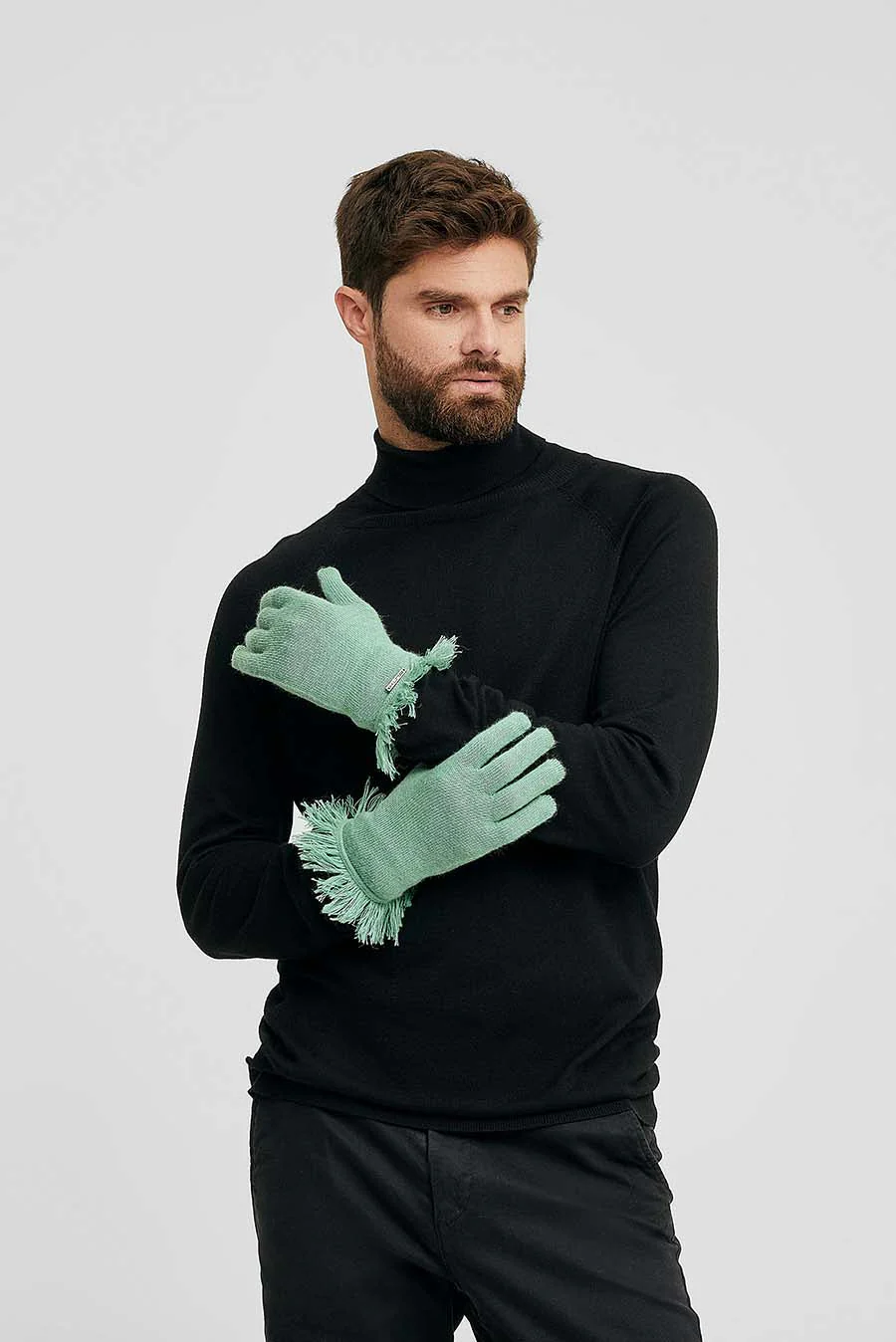 Guantes Wolyn De Baby Alpaca Color Basil - Image 4