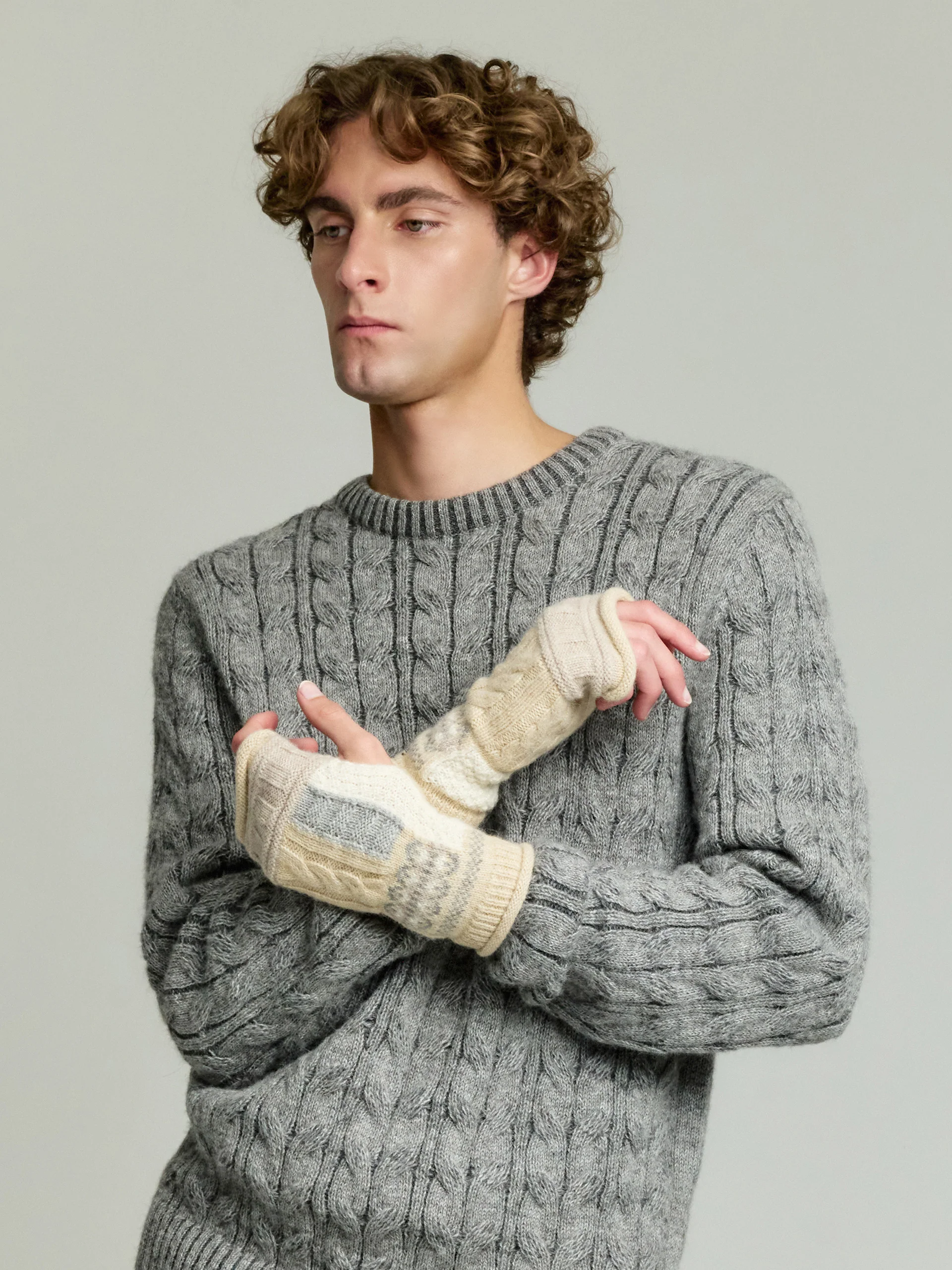 Guantes Yourself De Baby Alpaca Color Beige - Image 4