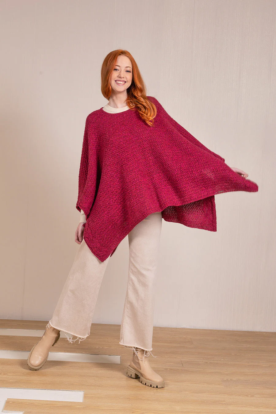 Poncho Valdivieso De Baby Alpaca Color Fiamma - Image 3