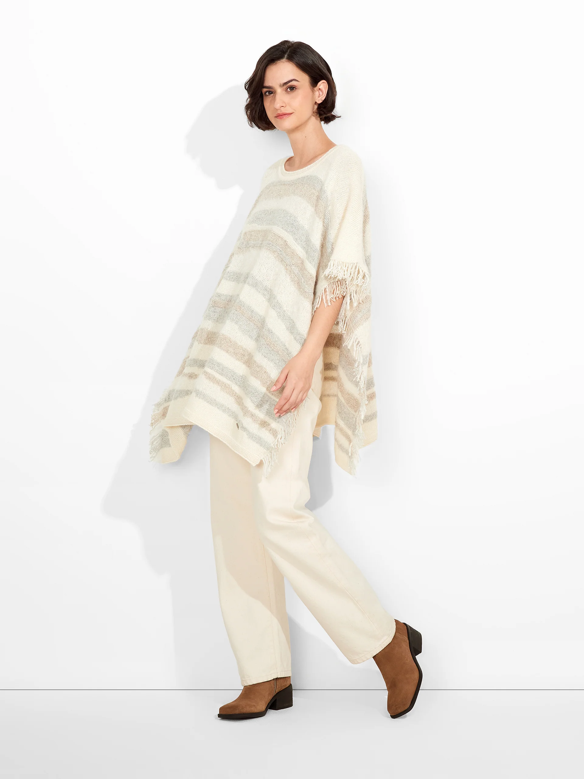 Poncho Zegovia De Baby Alpaca Color Ecru - Image 4