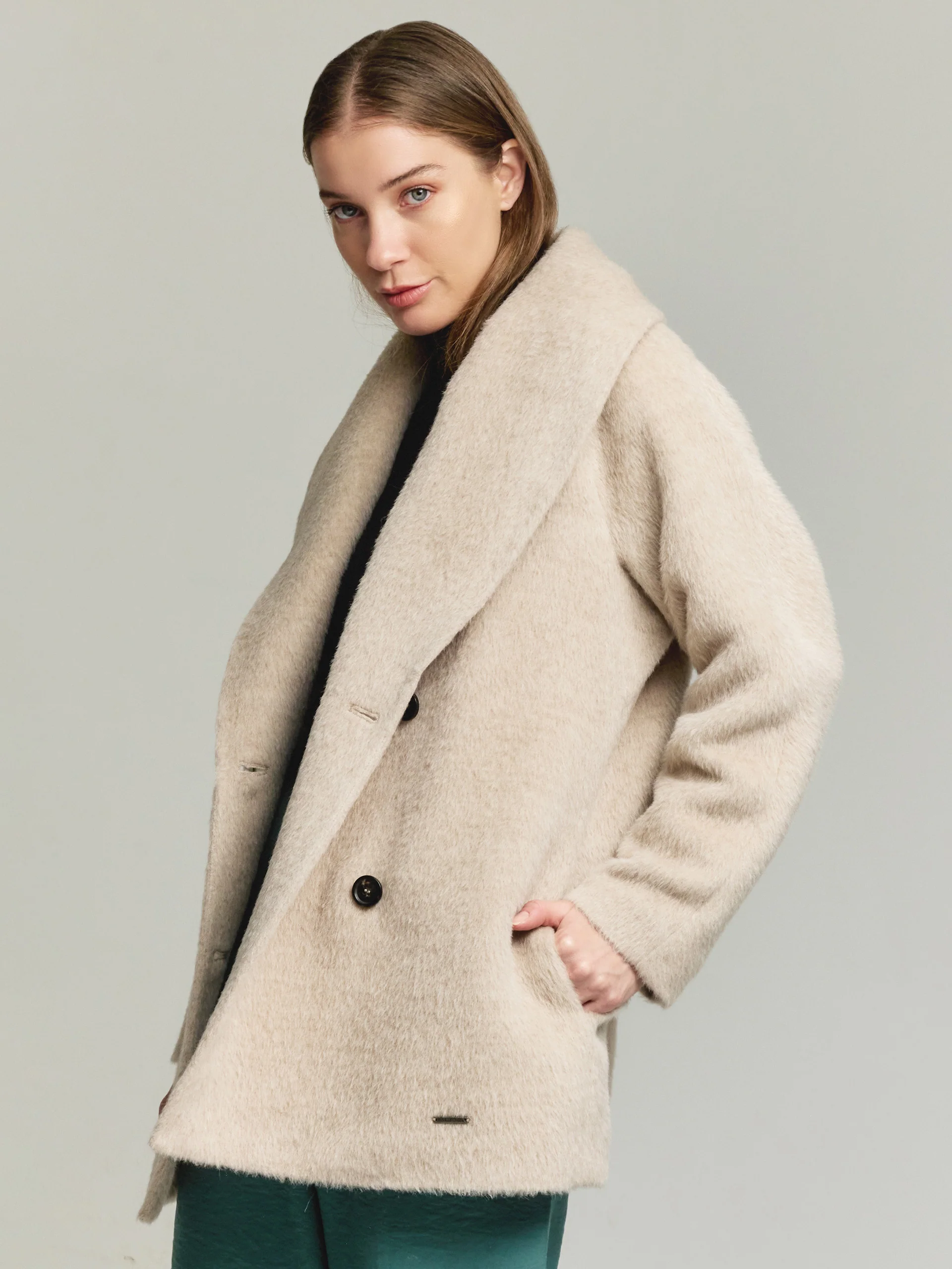 Saco Yvanka De Alpaca Suri Color Beige - Image 2