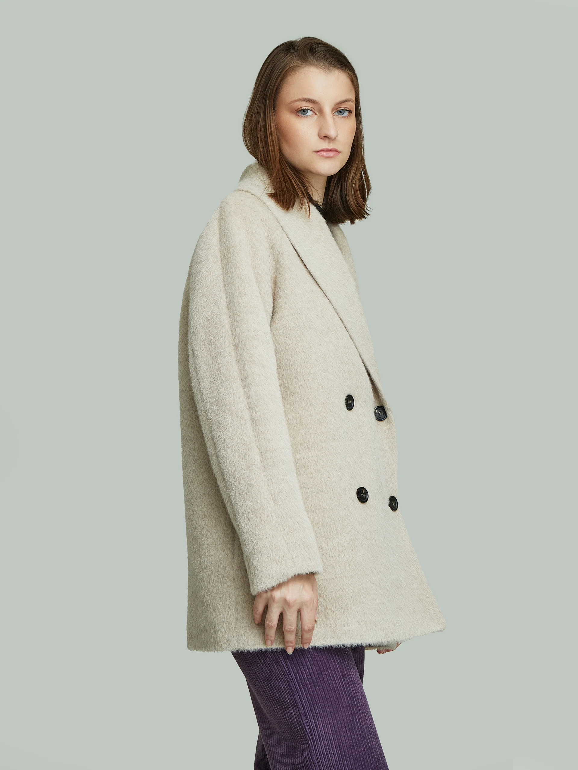 Saco Yvanka De Alpaca Suri Color Beige - Image 7