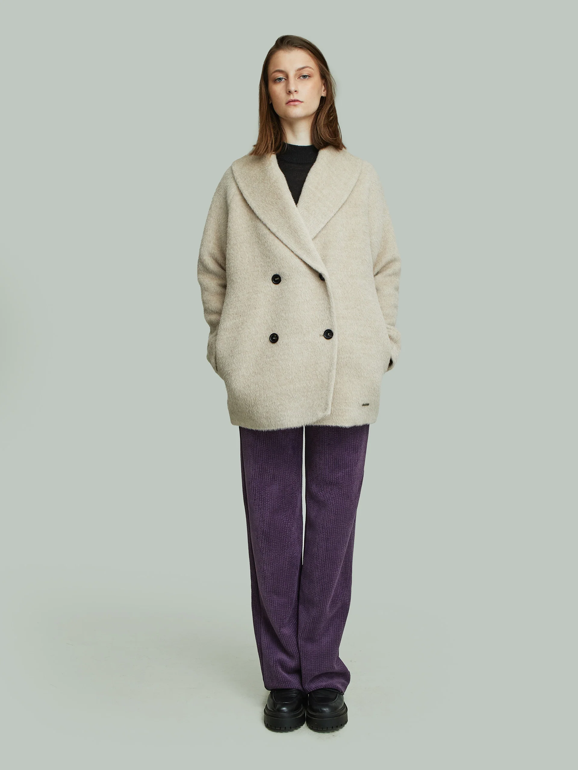 Saco Yvanka De Alpaca Suri Color Beige - Image 9