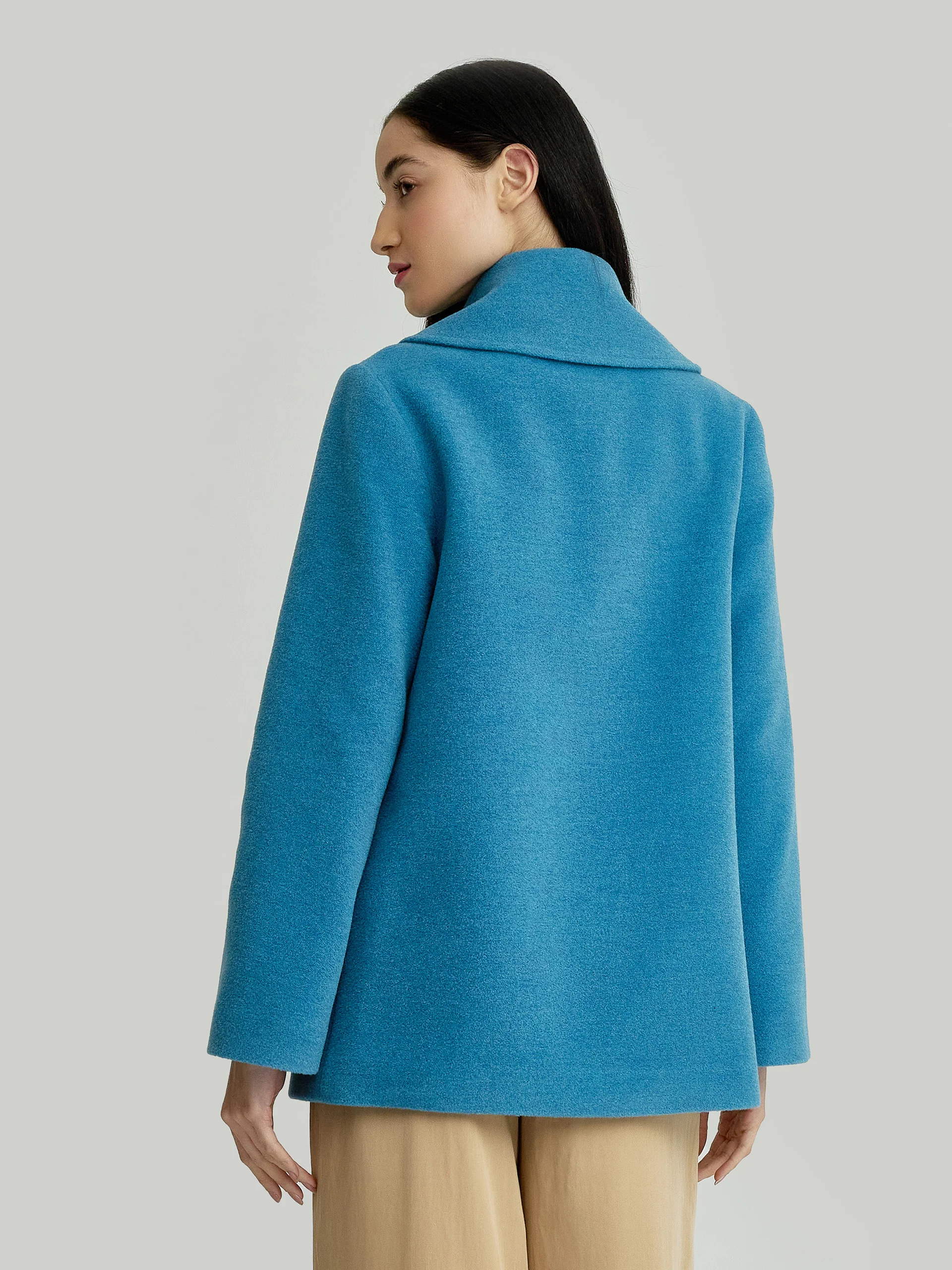 Saco Yvanna De Baby Alpaca & Lana Color Celeste - Image 3