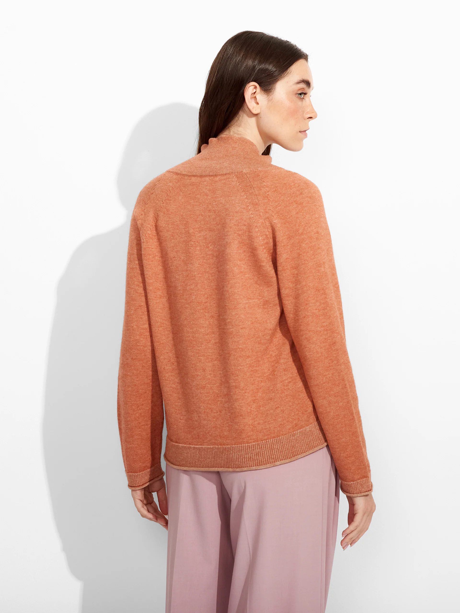 Suéter Zolena De Algodón Color Naranja - Image 3